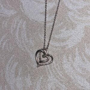 Hallmark Silver Diamond Double Heart Necklace